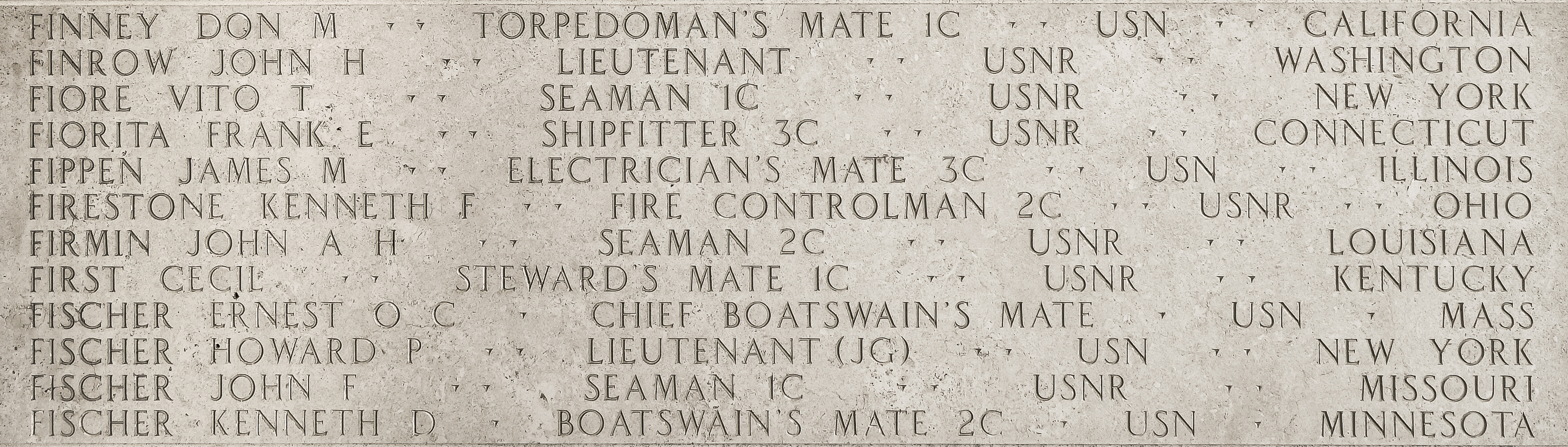 Kenneth F. Firestone, Fire Controlman Second Class